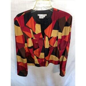 Maggy London Women’s Full Zip Shacket Size 12 Multicolor 100% Silk Going out